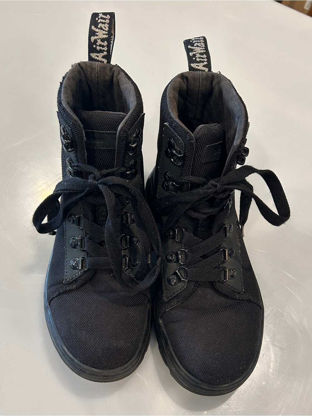 Dr. Martens Combs Black Canvas Poly Casual Combat Boots Women's Size 5